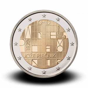 2 € kovanec, 150. obletnica rojstva arhitekta Jožeta Plečnika, 2022 / BU
